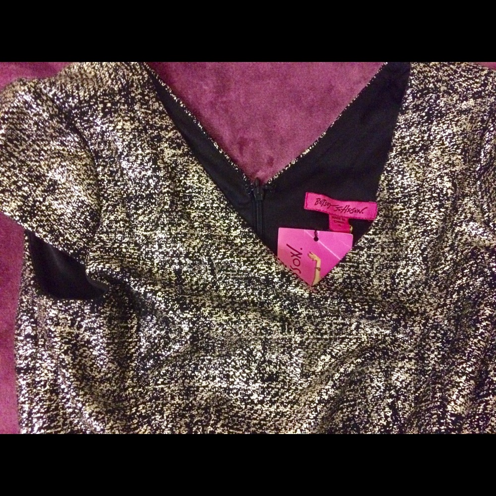 Stunning Betsey Johnson Metallic Gold Silk Dress - Picture 2 of 6
